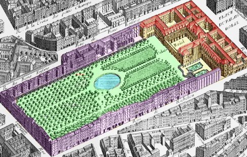 Grand tableau en Compigné représentant le Palais Royal - XVIIIe siècle -  N.103826